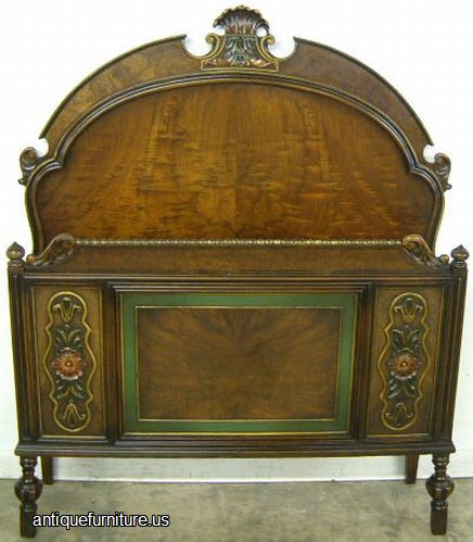 Antique Berkey Gay Burl Walnut Twin Bed