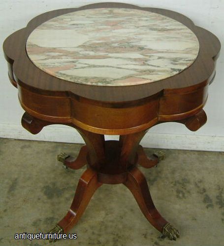 Antique Mahogany Marble Top Lamp Table
