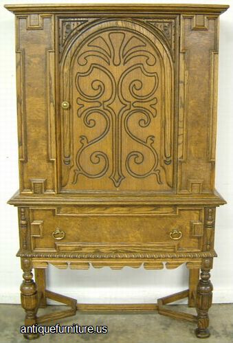 Antique Ornate Oak China Cabinet