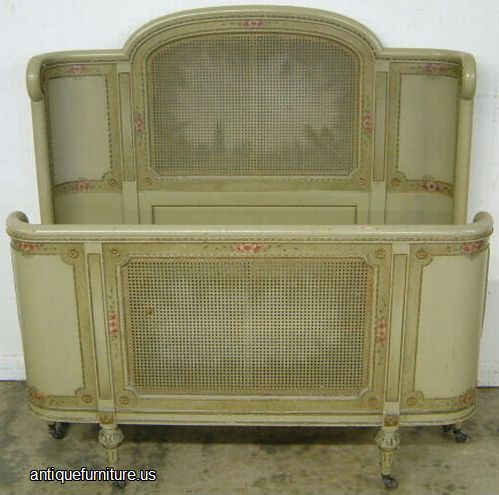 Antique Paint Decorated Twin Bed