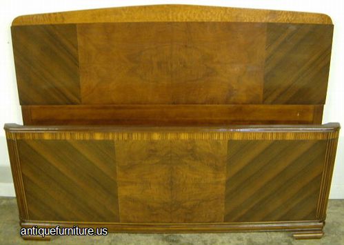 Antique Walnut Art Deco Bed
