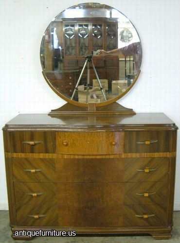 Antique Walnut Art Deco Dresser