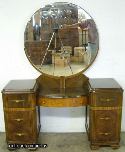 Antique Walnut Art Deco Vanity