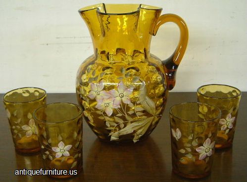 Antique Enamel Decorated Water Set