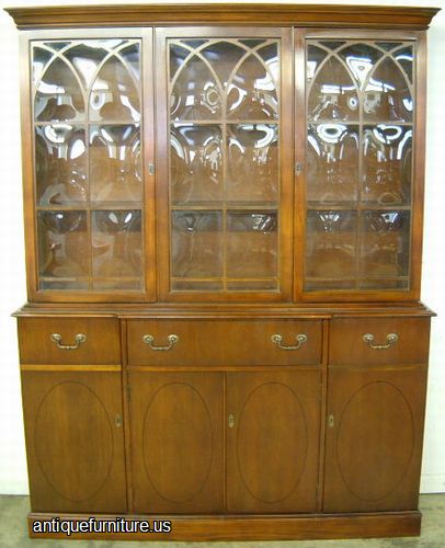 Antique Mahogany Bubble Glass Breakfront