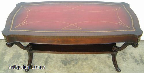 Antique Mahogany Leather Top Coffee Table