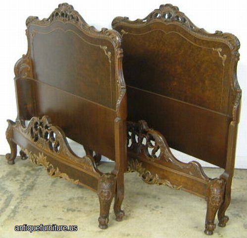Antique Pair Ornate Romweber Twin Beds