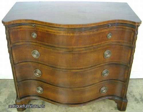 Antique Inlaid Mahogany Server