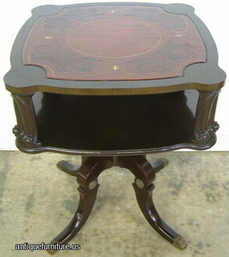 Antique Mahogany Leather Top Lamp Table