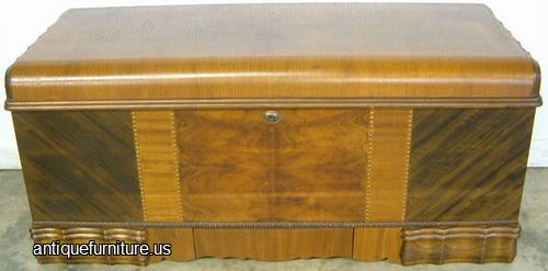 Antique Walnut Art Deco Cedar Chest