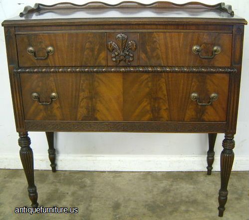 Antique Flame Mahogany Sheraton Style 2 Drawer Server