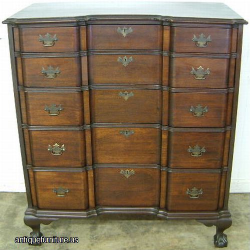 Antique Mahogany 5 Drawer Block Front Chest