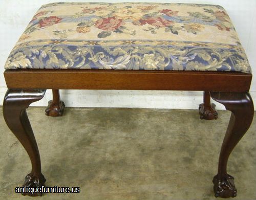 Antique Mahogany Ball And Claw Vanity Bench