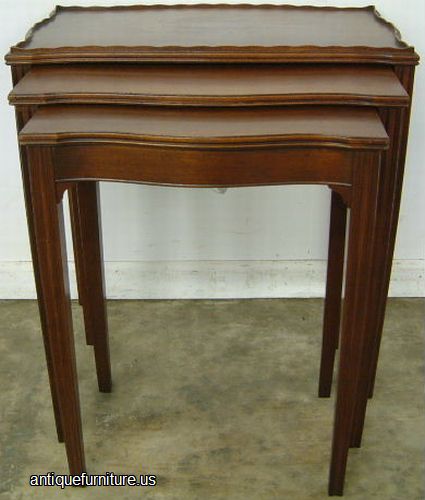 Antique Nest Of 3 Mahogany Stack Tables