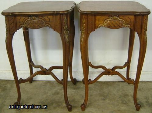 Antique Pair French Style Paint Decorated Tables