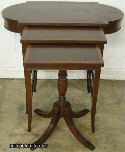 Antique Set Of 3 Mahogany Stack Tables