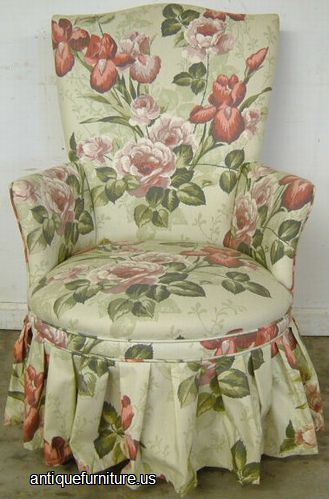 Antique Upholstered Boudoir Chair With Arms