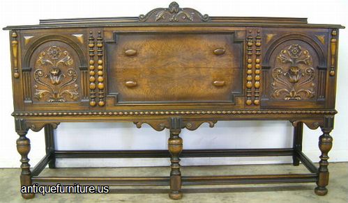 Antique Walnut Berkey Gay Sideboard With Florial Carving