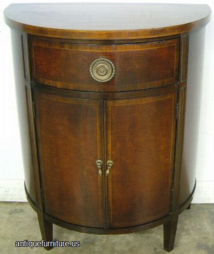 Antique Banded Inlay Mahogany Demilune