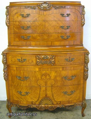 Antique Ornate Shell Carved Inlaid Chest
