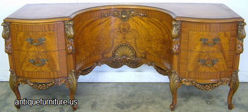 Antique Ornate Shell Carved Inlaid Vanity