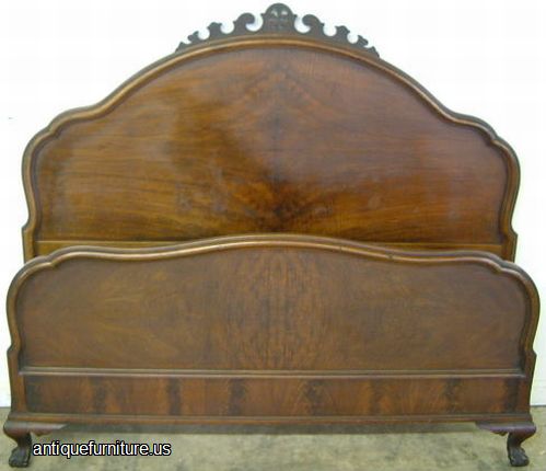Antique Burl Walnut Full Size Bed