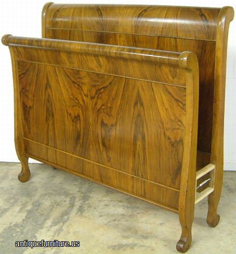Antique Circassian Walnut Sleigh Bed