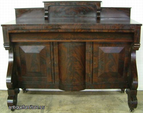 Antique Empire Flame Mahogany Sideboard