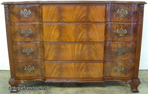 Antique Flame Mahogany 4 Drawer Dresser