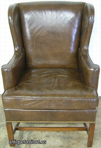 Antique Leather Wingback Chair