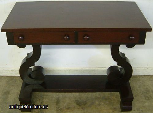 Antique Mahogany Empire Console Table With 2 Drawers