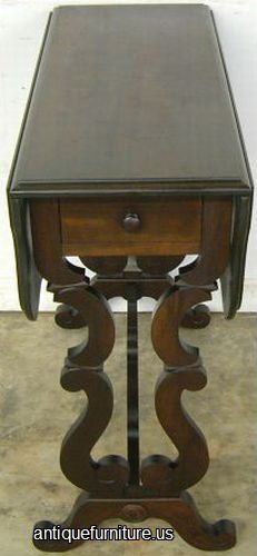 Antique Mahogany Lyre Base Dropleaf Table