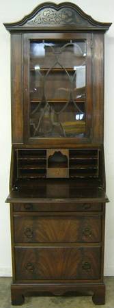 Antique Flame Mahogany Drop Front Desk