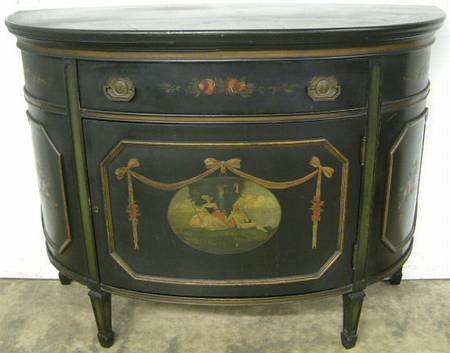 Antique Paint Decorated Demilune