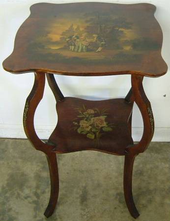 Antique Paint Decorated Lamp Table