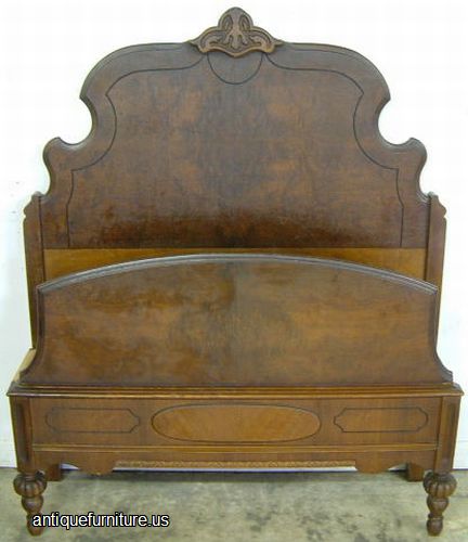 Antique Burl Walnut Twin Bed