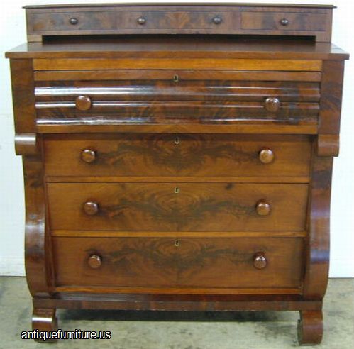 Antique Empire Flame Mahogany Chest
