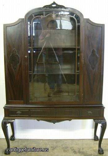 Antique Mahogany Ball Claw China Cabinet