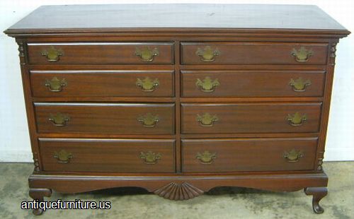 Antique Mahogany Queen Ann Double Dresser