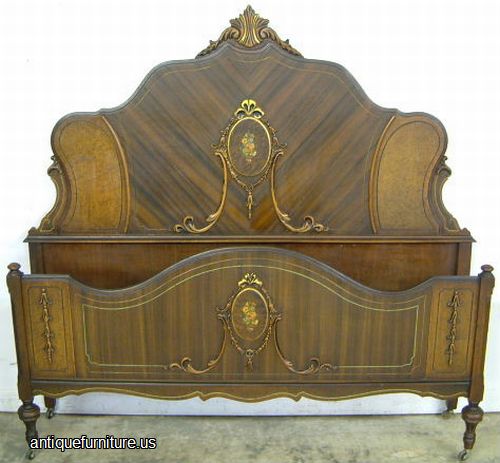 Antique Ornate Walnut Bed