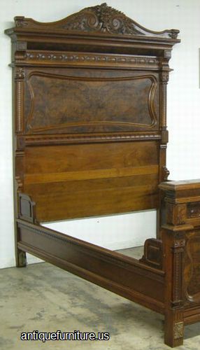 Antique Victorian Walnut Bed