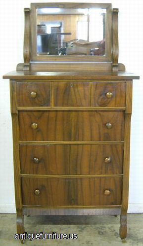 Antique Walnut Chest With Mirror