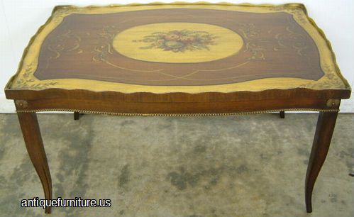 Antique French Style Paint Decorated Coffee Table
