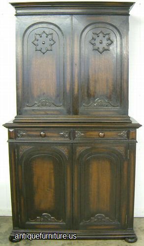 Antique Mahogany Blind Door China Cabinet