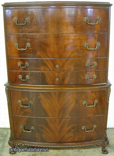 Antique Ornate Flame Mahogany Ball Claw Chest