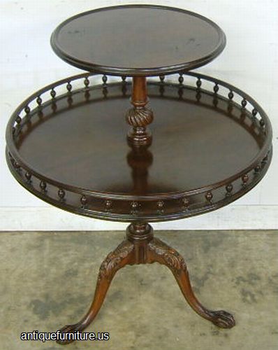 Antique Ornate Mahogany Tier Table
