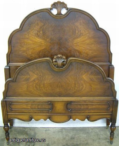 Antique Burl Walnut Twin Bed