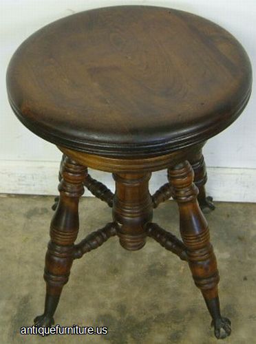 Antique Glass Ball Claw Organ Stool