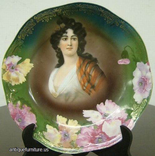 Antique Hand Painted Portrait Plate Bavaria
