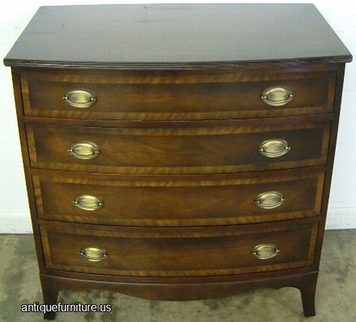 Antique Mahogany Banded Inlay Bachelor Chest